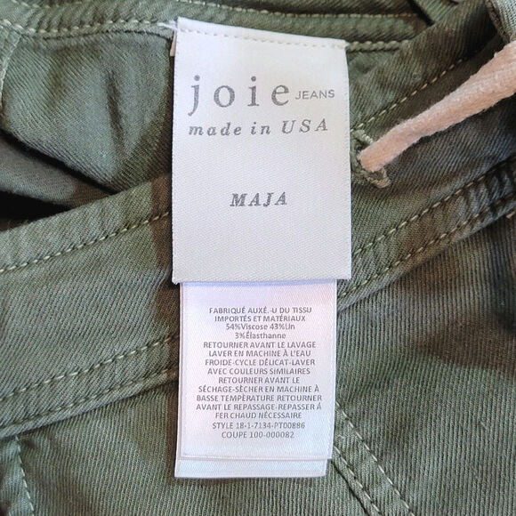 Joie Maja Green Utility Cargo Jogger Pant Ankle Cropped Linen Blend Casual 23 - Picture 13 of 16